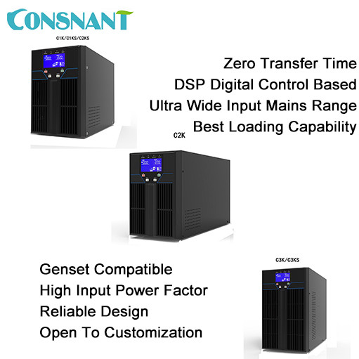 نظام UPS عالي التردد 70 هرتز عبر الإنترنت نظام تحويل صفري مزدوج التحويل PFC